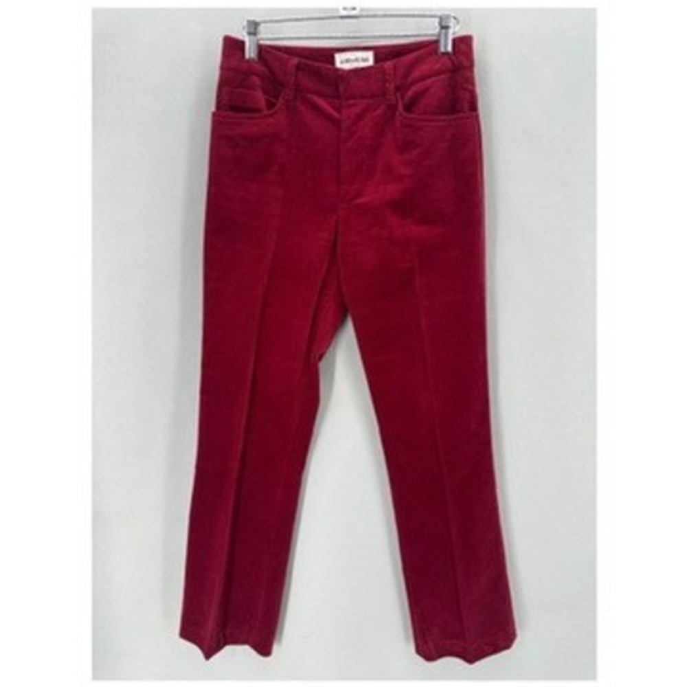 Zadig & Voltaire Pesto Velvet Pants Womens Size S Red Straight Leg Party Glam